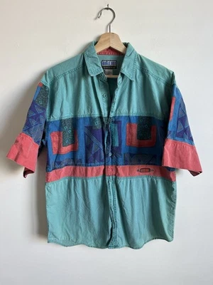 Camisa De Colección Bugle Boy Direction Años 90 Botón Frontal Azul Surf Patín Para Hombres Pequeña BONITA Foto 1 de 4