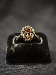 Alter Silberring  800 Silber Ring  Granat Trachtenring  Gr. 56  Granatring  - Bild 1 von 18