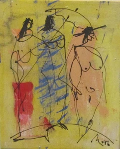 Frauen 50x40 orig. Ölgemälde Kunstakademie Düsseldorf Max Müller Krefeld Unikat - Bild 1 von 11