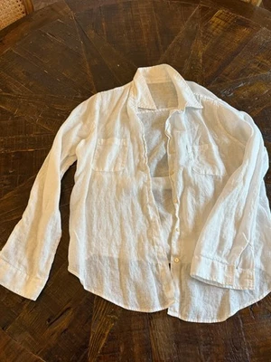 Top Lilly Pulitzer Mujer Talla XL Blanco Lino Abotonado Manga Larga Informal Foto 1 de 4