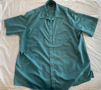 HB Harbor Bay Shirt Mens 3XLT Big Tall Forest Green Button Up Short Sleeve - Image 1 of 4