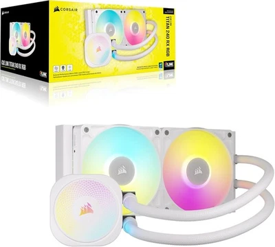 Corsair iCUE LINK TITAN 240 RX RGB 240mm AIO Liquid CPU Cooler - White - Image 1 of 4
