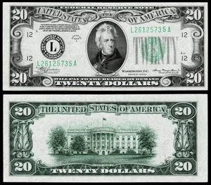 1934-A $20 DOLLAR FEDERAL RESERVE NOTE~SAN FRANCISCO,CA~ VERY FINE - Picture 1 of 1