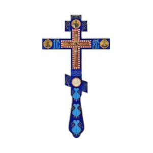 10" Russian Orthodox 3-Bar Hand Cross Traditional Slavonic Blessing Crucifix - Picture 1 of 7