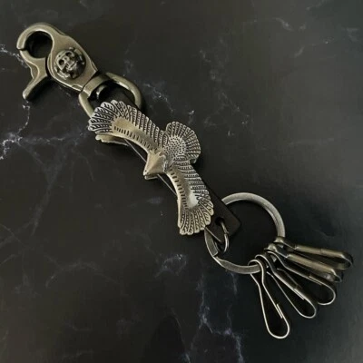 Premium Handmade Leather Keychain BLACK Eagle Design Gift for Men From Japan - Image 1 of 4