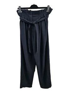 DMS Womens 38 Iro Paperbag Waist Belted High Rise Dress Pants Slacks Black EUC - Picture 1 of 10