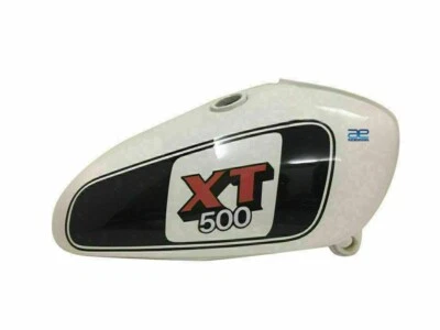 Pour Yamaha XT TT 500 1977 Réservoir De Carburant En Acier Blanc Et Noir - Photo 1/4