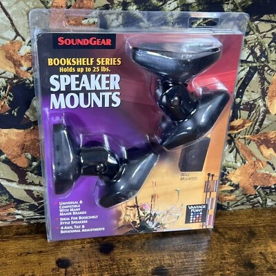 SoundGear Bookshelf Series Speaker Mounts Universal Surround Holds 25 lbs NEW - Image 1 of 4