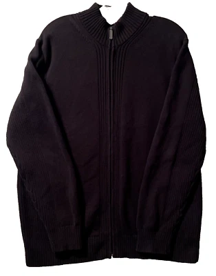 Suéter Pullover Haggar Hombre Talla XL Cremallera Completa Negro y Cuello Granate/Gris Foto 1 de 4