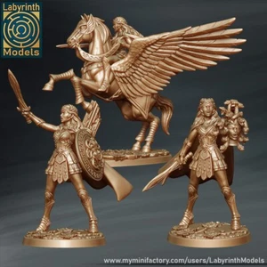 Princess Andromeda and Pegasus(x3)/Dungeons and Dragons/RPG/Labyrinth Miniatures - Picture 1 of 1