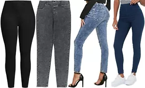 Ladies Pull On Jeans Jegging Stretch Denim Legging 29" Leg Womens Plus Size - Picture 1 of 30