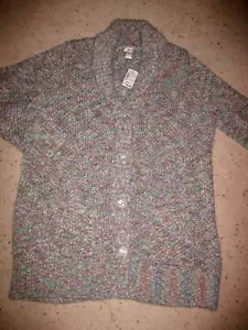 New Womens Sweater Jacket size 16-18, 1X, button front Multi-color, Ret. $ 74.95 - Picture 1 of 9
