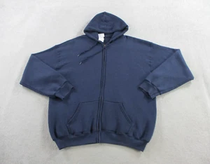 VINTAGE Levis Hoodie Adult 2XL XXL Navy Blue Baggy 90s Full Zip Sweatshirt USA - Picture 1 of 10