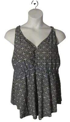 Ava & Viv 24W Black White Swimsuit Tankini Top - Image 1 of 4