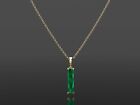 3Ct Baguette Lab Created Green Emerald Pendant Free Chain 14K Yellow Gold Finish