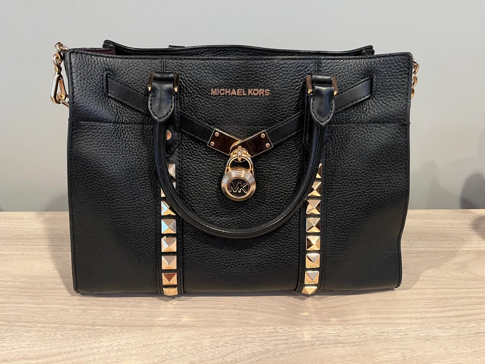 Cartera de cuero negra con tachuelas MICHAEL KORS Nouveau Hamilton *EXCELENTE ESTADO* Foto 1 de 4