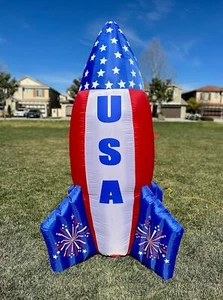 6 Foot Tall Patriotic Independence Day 4th of July Inflatable USA American Flag - Picture 1 of 7