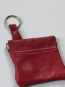Very Soft Small Red Leather Coin Purse Key Chain Backpack or Purse Decoration - - Picture 1 of 7