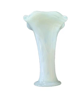 Recycled ECOGLASS Vase Aqua White Swirl Made In Spain 9”Tx7”W 3.5”B - Picture 1 of 5