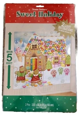 Gingerbread Candy House Wall Scene Setter Christmas Party Decorations 5 Ft Tall - Image 1 of 4
