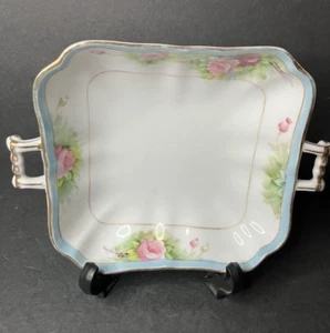 Vintage Nippon Rose Dish w/Blue Trim Gold Trim (see photos for flaw) - Picture 1 of 9