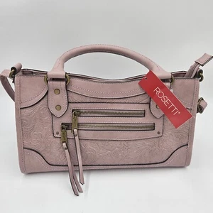 Rosetti Pink Mauve Cindy Floral Embossed Convertable Shoulder Crossbody Bag 8x13 - Picture 1 of 20