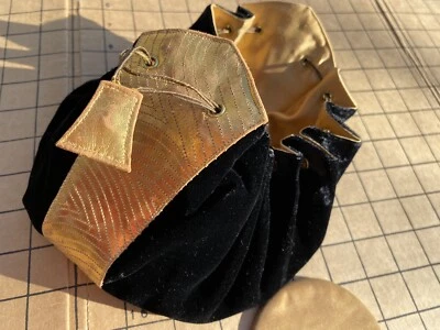 Vintage 40's Evening Bag Art Deco Style Velvet and Metallic Leather - Image 1 of 4