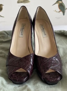 LK Bennett Burgundy Leather Heels UK Size 3 - Picture 1 of 5