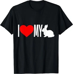 I Love my Rabbit I Heart my Bunny Easter T Shirt T-Shirt Hoodie - Picture 1 of 9