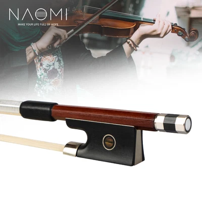 4/4 Violin Bow Brazilwood Octagonal Stick Seep Leather Wrap Ebony Frog Bow - Image 1 of 4