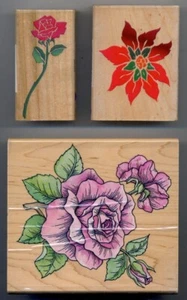 SET OF 3 FLORAL-RELATED STAMPS - BRAND NEW, Made in USA - Picture 1 of 2