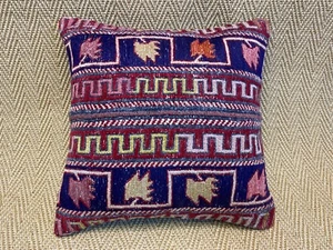 pillow covers 16x16 sumak kilim pillow cover dark blue and red color sofa pillow - Picture 1 of 3