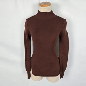 Forever 21 Sweater Women's Small Brown Mock Neck Open Back w/ Ties Side Slits - Picture 1 of 18