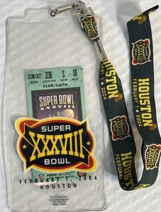 2004 Super Bowl XXXVIII Club Suite Ticket Stub Patriots vs Panthers mit Schlüsselband - Bild 1 von 4