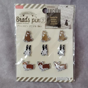 Brads pins 9 pcs animal dogs scrapbooking paper crafts stationery shiba-inu - Picture 1 of 4