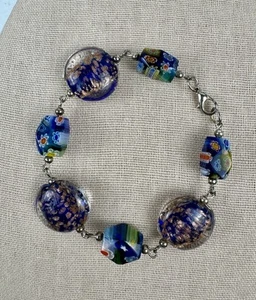 Pulsera estilo Murano con cuentas de cristal multicolor #N123 - Imagen 1 de 4