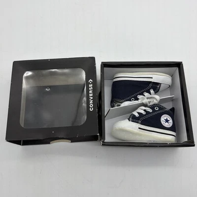 CONVERSE FIRST STAR LONA NEGRO/BLANCO BEBÉ ZAPATOS SUAVES Antideslizantes Caja Talla 1 Foto 1 de 4