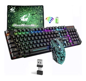 Wireless RGB Gaming Keyboard & Mouse Combo – USB Broken – No Mouse Pad - Picture 1 of 7