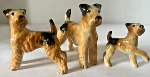 Familia de perros Terrier miniatura Bone China de colección - papá mamá y bebé perro cachorro - Imagen 1 de 6
