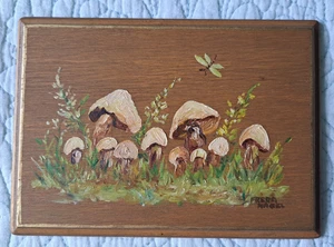 Galería de arte de pared de colección pintura de setas firmada Cottagecore libélula naturaleza - Imagen 1 de 7