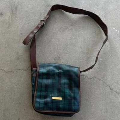 Vintage 90s Polo Ralph Lauren Green Tartan Blackwatch Crossbody Bag - Image 1 of 4