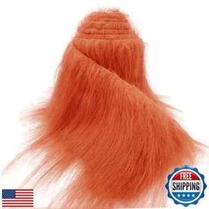 Fur Fabric for Crafts 2" x 60", Faux Fur Fabric Strips Orange, Shaggy Craft P - Picture 1 of 5