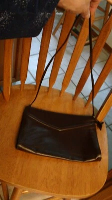 Cartera de cuero marrón de colección años 80 correa desmontable bandolera bandolera bolso de mano-GU Foto 1 de 4