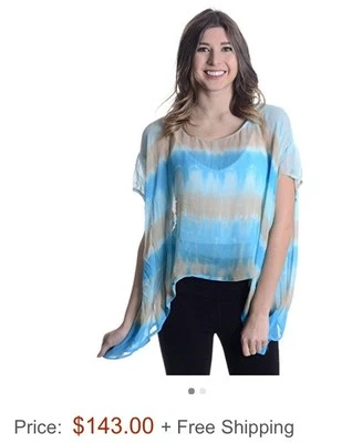 Gypsy 05 Haley 方形上衣,100% 真丝,绿松石阿兹特克,XS - 全新无标签 - 零售 $143 — 第 1/4 张图片