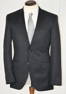 Mint Hugo Boss The Jam75/Sharp3 Flat Front Solid Charcoal Grey Suit Trim 36 R - Picture 1 of 11