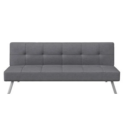 Serta Futon Sofa Bed Convertible Couch Bed Loveseat Sleeper Charcoal Gray Fabric - Image 1 of 4