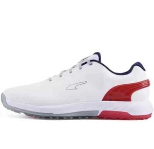 MENS SIZE 9 Puma ALPHACAT NITRO Spikeless Golf Shoes Puma White Red Navy 378692 - Picture 1 of 6