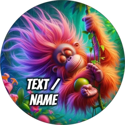 Affe Tortenaufleger Party Deko personalisiert Name essbar Schimpanse bunt modern - Bild 1 von 4