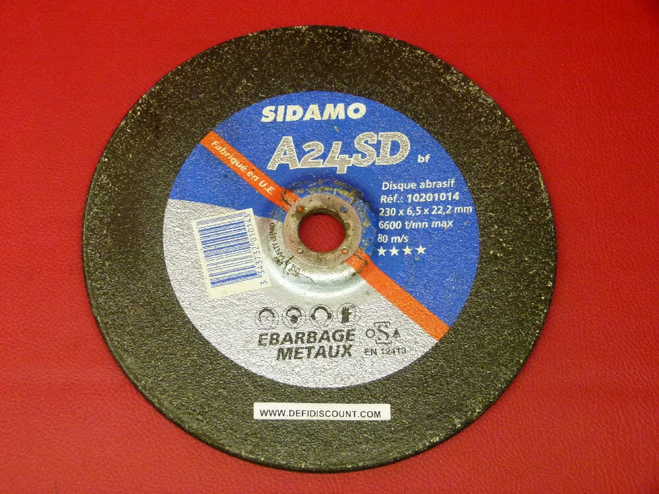 Disque ébarbage métaux 230x6,5x22,2mm Sidamo moyeu déporté, excellent rendement,