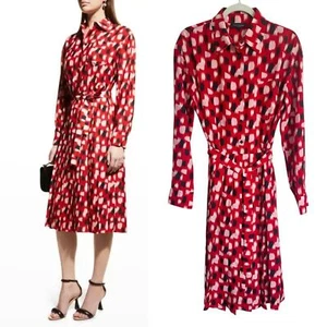 Piazza Sempione Made In Italy FR 46 (US 10) Paint Dash-Print Belted Shirt Dress  - Picture 1 of 12